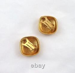 Vintage Lanvin Germany Clip On Earrings Gold Tone