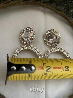 Vintage Large Christian Dior Crystal Hoop Clip Earrings RARE