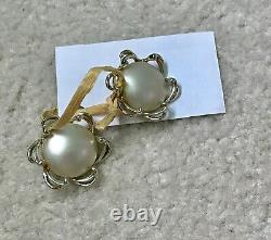 Vintage Large Pearl Silver Clip Earrings Rare Unique One of A Kind Pearls