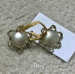 Vintage Large Pearl Silver Clip Earrings Rare Unique One of A Kind Pearls