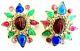 Vintage Large Rare French Maison Gripoix Poured Glass Rhinestone Clip Earrings