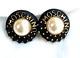 Vintage Logo Moschino Clip-on Faux Pearl Cabochon Earrings