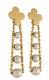 Vintage Long Karl Lagerfeld Pearl Gold Plated Ornate Clip Earrings