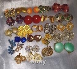 Vintage Lot Of Clip Earrings Many Signed HOBe. BSK. Star& more see details