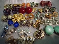 Vintage Lot Of Clip Earrings Many Signed HOBe. BSK. Star& more see details
