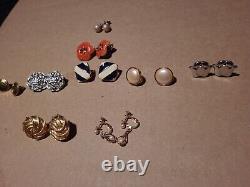 Vintage Lot of 10 Monet, Napier, Sterling, Clip On Earrings Estate Jewelry