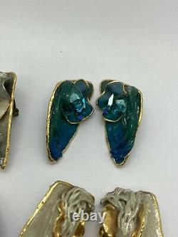 Vintage Lot of 4 Pairs of Lacombe Clip On Earrings Abstract