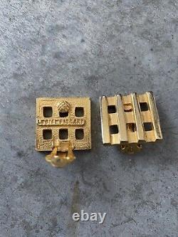 Vintage Lucien Piccard Earrings Stud Square Gold Tone Clip On Geometric 1 x 1