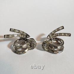 Vintage MARCEL BOUCHER Crystal Clip On Earrings Silver Tone Signed 3260
