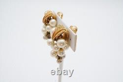 Vintage Marcel Boucher Clip On Earrings Gold Tone Faux Pearl Grape Cluster