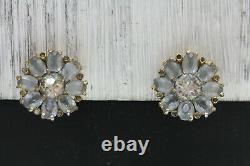Vintage Mazer Earrings Rhinestone Clip Open Back Lavender Joseph Signed Jewelry