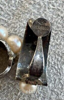 Vintage Mikimoto Pearl 950 Silver Clip Earrings