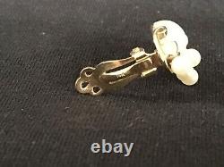 Vintage Ming's 14K Jade and Pearl Clip On Earrings