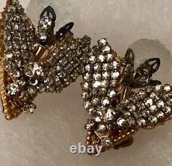 Vintage Miriam Haskell Bee Signed Earrings Clip ON Rare Estate 1950s Midcentury