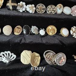 Vintage Mixed Style Clip-On Earring Lot of 18 Cluster, Faux Pearl, Rhinestones