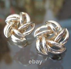 Vintage Nabco 14k Gold Love Knot Earrings Clip On Geometric Swirl Weave 585 Star