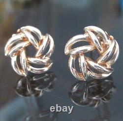 Vintage Nabco 14k Gold Love Knot Earrings Clip On Geometric Swirl Weave 585 Star