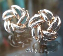 Vintage Nabco 14k Gold Love Knot Earrings Clip On Geometric Swirl Weave 585 Star