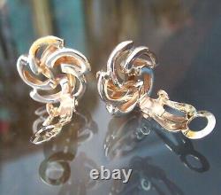 Vintage Nabco 14k Gold Love Knot Earrings Clip On Geometric Swirl Weave 585 Star