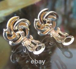 Vintage Nabco 14k Gold Love Knot Earrings Clip On Geometric Swirl Weave 585 Star