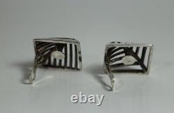 Vintage Nanna Ditzel for Georg Jensen Sterling Silver Grates 389 Clip Earrings