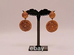Vintage Ohrringe Ohrclips CHANEL vergoldet Strass Statement Clip on Earrings