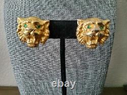 Vintage Onik Sahakian Lion Head Earrings Rare Collectible Signed Designer