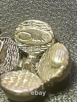 Vintage Oscar de la Renta Silver Tone Quartz Cabochon clip on earrings