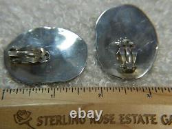 Vintage Paula Shell huge 1 7/8 x 1 3/8 0.925 Sterling Silver Clip On Earrings