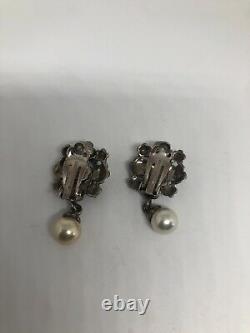 Vintage Pearl Button Earrings 925 Sterling Silver Clip On