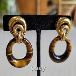 Vintage Rare 14K Gold Clip On Interchangeable Mutli Stone Earrings Signed Marked