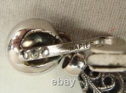 Vintage Rare! Napier Silver Filigree Dangle Christmas Tree Clip On Earrings