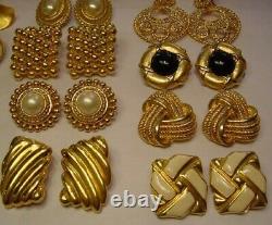 Vintage Retro 1980s HUGE Chunky Gold CLIP Earrings Lot 25 Pairs 1lb-13oz. WoW