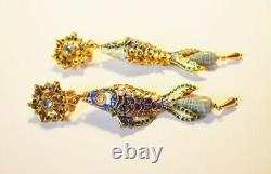 Vintage Saint Tropez GAS Clip on Earrings Rare Articulated Fish Form