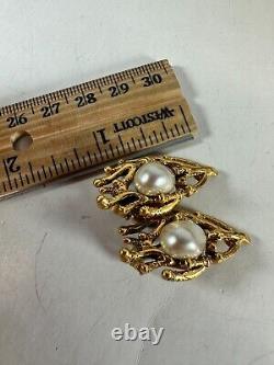 Vintage Set Tortolani Clip On Earrings Cuff Bracelet Brooch Reef Oceanic Rare