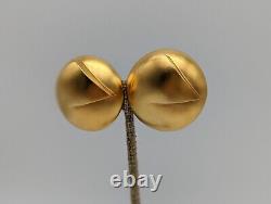 Vintage Signed Anthony PAPP Brushed Gold Tone Modernist Runway Clip Earrings