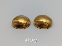 Vintage Signed Anthony PAPP Brushed Gold Tone Modernist Runway Clip Earrings