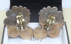 Vintage Signed CARSI Taxco HUGE Sterling Silver MODERNIST Bubble Clip Earrings