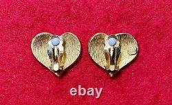 Vintage Signed Carolina Herrera Clip Earrings Gold Tone Excellent