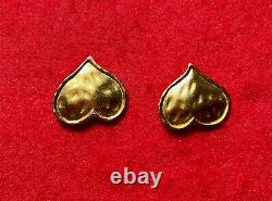 Vintage Signed Carolina Herrera Clip Earrings Gold Tone Excellent