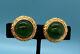Vintage Signed Christian Dior Clip on Earrings EMERALD Green Gripoix Cabochon