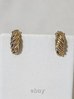 Vintage Signed Christian Dior Gold Tone Twisted Rope Half Hoop Clip On Earrings