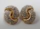 Vintage Signed Christian Dior Rhinestone Clip On Earrings