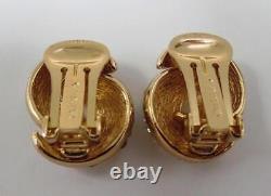 Vintage Signed Christian Dior Rhinestone Clip On Earrings