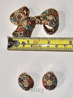 Vintage Signed D'ORLAN Burried Treasure Set Brooch & Clip On Earrings
