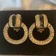 Vintage Signed Givenchy Earrings Clip Door Knocker Rhinestone Paris NY, Runway