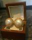 Vintage Signed Givenchy Gold Tone Faux Pearl Round Logo Clip On Earrings
