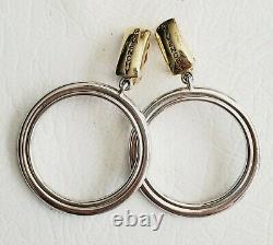Vintage Signed Givenchy Gold/silver Tone Hoop Clip On Earrings