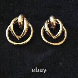 Vintage Signed Givenchy Paris New York Gold Tone Statement Runway Clip Earrings