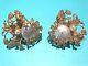 Vintage Signed Miriam Haskell Earrings Gold Ornate Baroque Pearl Clip Screw